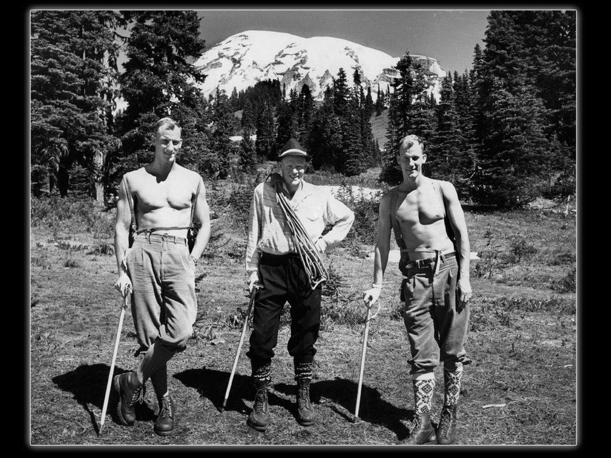 Lou, John Day, and Jim Whittaker in Mount Rainier National Park in 1959.