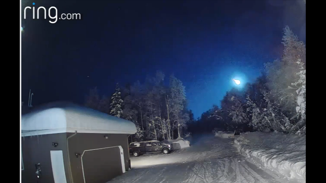 Ring doorbell video recorded a meteor near Anchorage, Alaska. A dozen witnesses reported the fireball. 