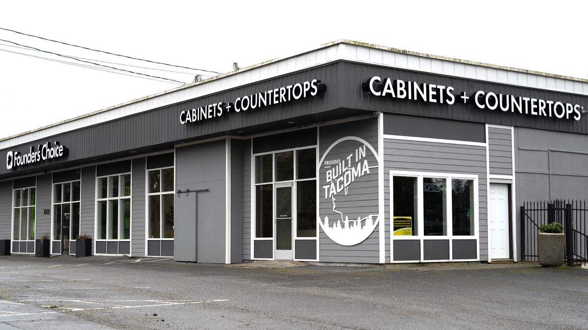The closed Founder’s Choice Cabinets & Countertops showroom in Tacoma, Washington, shown on Thursday, March 21, 2024.