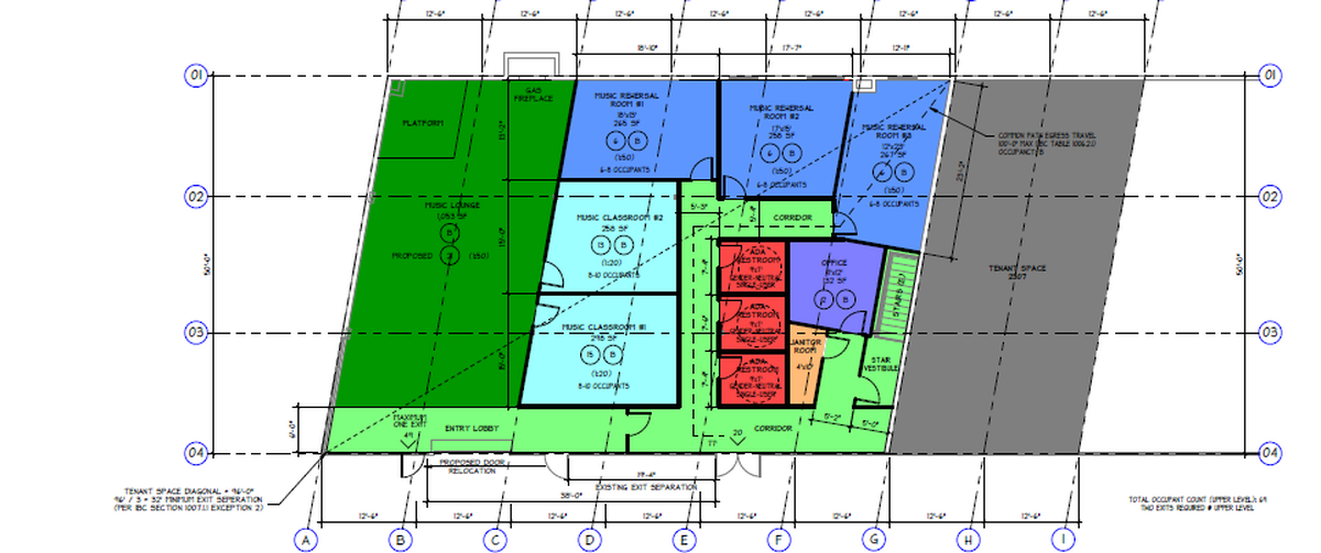 Preliminary floor plan shows how the space will be divided up for use at the new Ted Brown Music Outreach site, 2301 Tacoma Ave. S., in Tacoma.