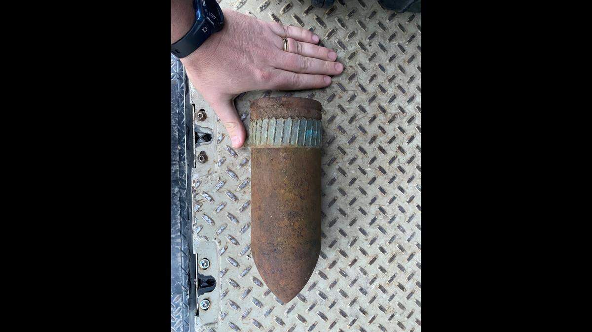 One of the World War II-era military rounds found at a house in the 1300 block of North Hawthorne Street in Tacoma, Wash. on June 3, 2026.