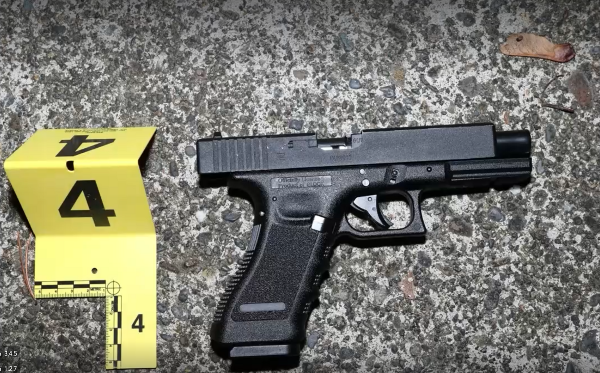 This replica Glock airsoft pistol was recovered at the scene where a Tacoma police officer shot at a man who called 911 to report he was involved in a domestic violence incident on Dec. 31, 2022, according to police. Police said he drew the weapon as he walked outside his apartment where officers were waiting.