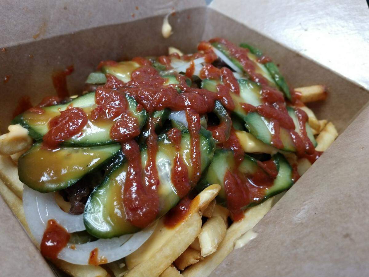 The loaded fries at Build-A-Burger in Tacoma come with a choice of beef bulgogi, spicy pork bulgogi, chicken katsu and a variety of toppings.