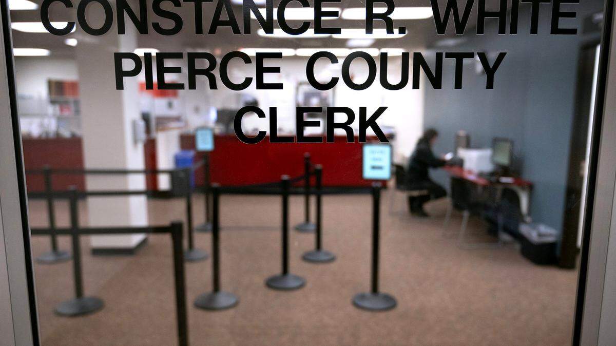 Pierce County Clerk’s Office at the County-City Building in Tacoma, Washington, on Tuesday, Dec. 19, 2023.