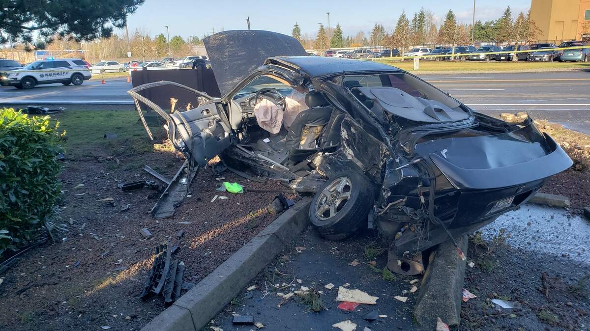 Pierce County deputies say a man intentionally slammed his vehicle into a car being driven by his ex, badly injuring her.