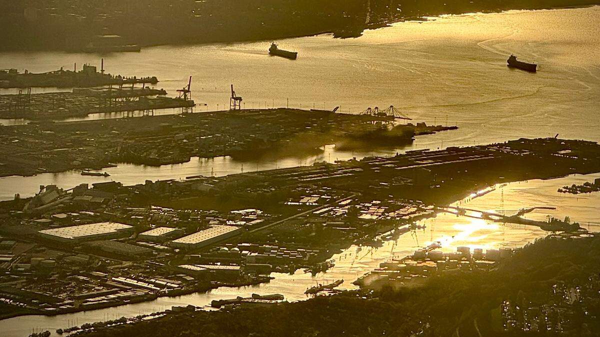 The Port of Tacoma as seen from the air in April 2024.