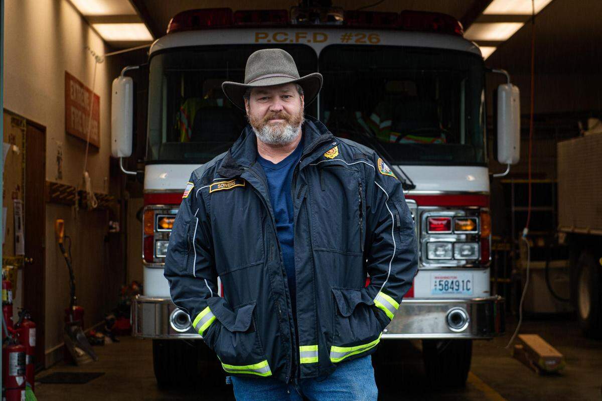 Greenwater Fire Chief Paul Sowers photographed in Greenwater on Friday, Oct. 23, 2020.