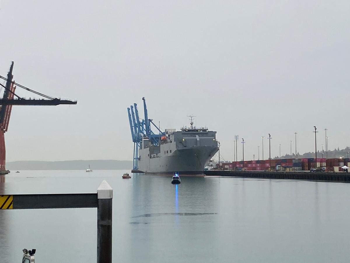 The MV Cape Orlando seen moored at the Port of Tacoma on Monday, Nov. 6, 2023.