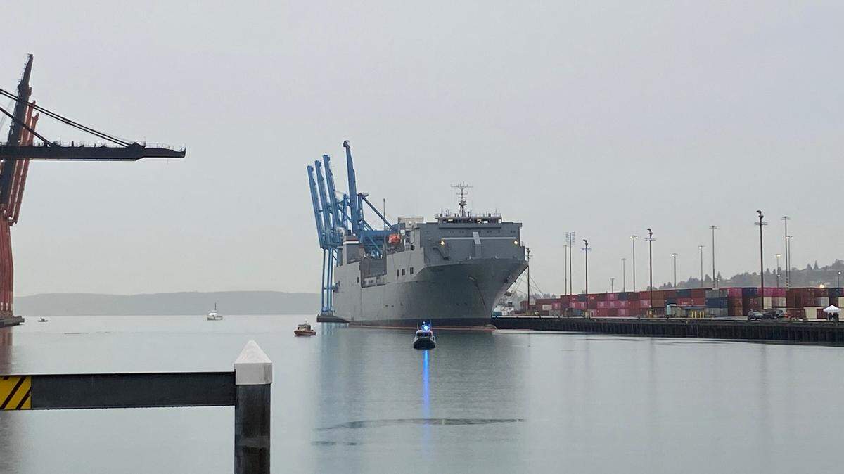 The MV Cape Orlando seen moored at the Port of Tacoma on Monday, Nov. 6, 2023.