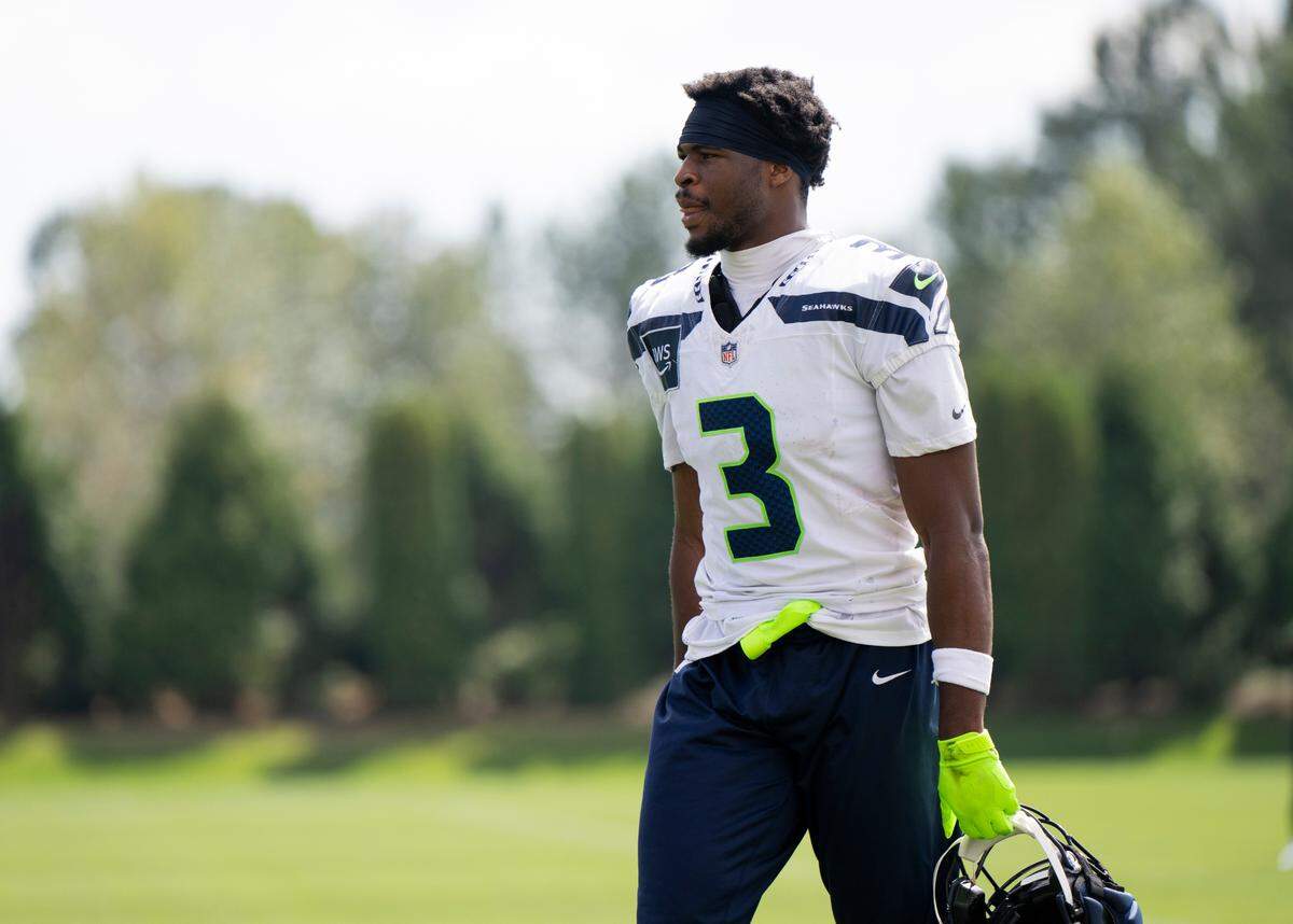 Seattle Seahawks safety Nick Emmanwori (3) walks off after training camp at Virginia Mason Athletic Center on Friday, July 25, 2025, in Renton, Wash.