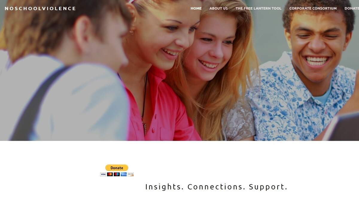 A screenshot of the NoSchoolViolence.org website, a nonprofit based in Seattle that is developing an app to help prevent school violence.