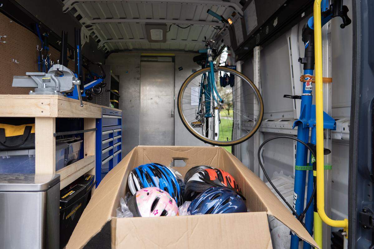 The Bespoke Bikeworks van is usually parked near Hall and Morris’ home in North End Tacoma.