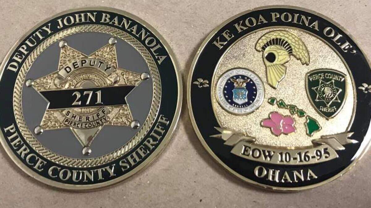 The newly minted challenge coin in honor of late Deputy John Bananola.