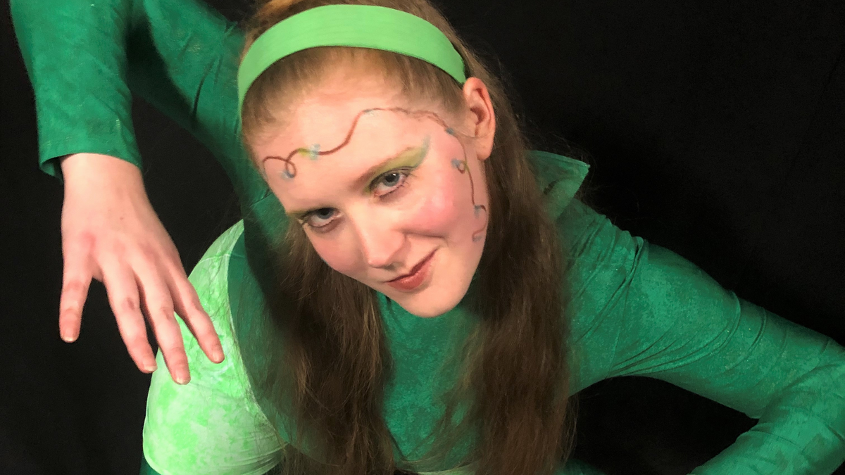 Jill Heinecke as Puck in the Theatre Northwest performance of “A Midsummer Night’s Dream.”
