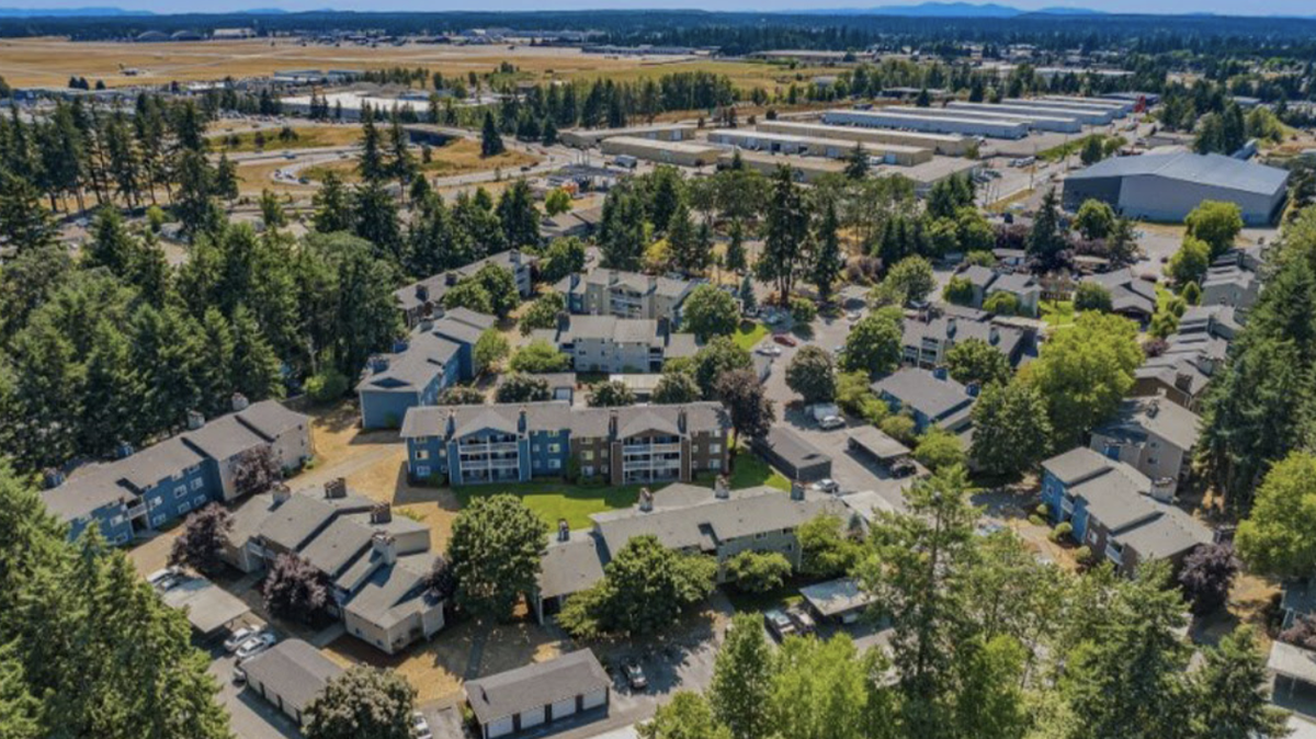 An aerial of Altitude 104 shows the sprawling apartment complex near Joint Base Lewis-McChord. The site recently sold for just over $40 million.