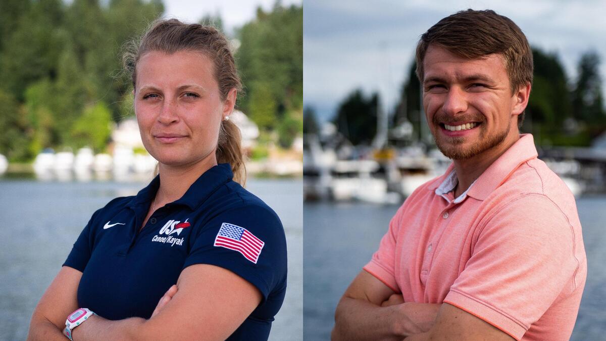 Gig Harbor Canoe and Kayak Race Team coaches Alyson Morse, left, and Bryse Paffile photographed in Gig Harbor, Wash., on Friday, July 5, 2019.