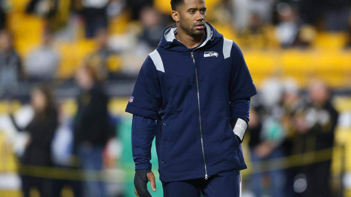 Seattle Seahawks quarterback Russell Wilson walks on the field before the game. The Seattle Seahawks played the Pittsburgh Steelers at Heinz Field in Pittsburgh, Pa., on Sunday, Oct. 17, 2021.