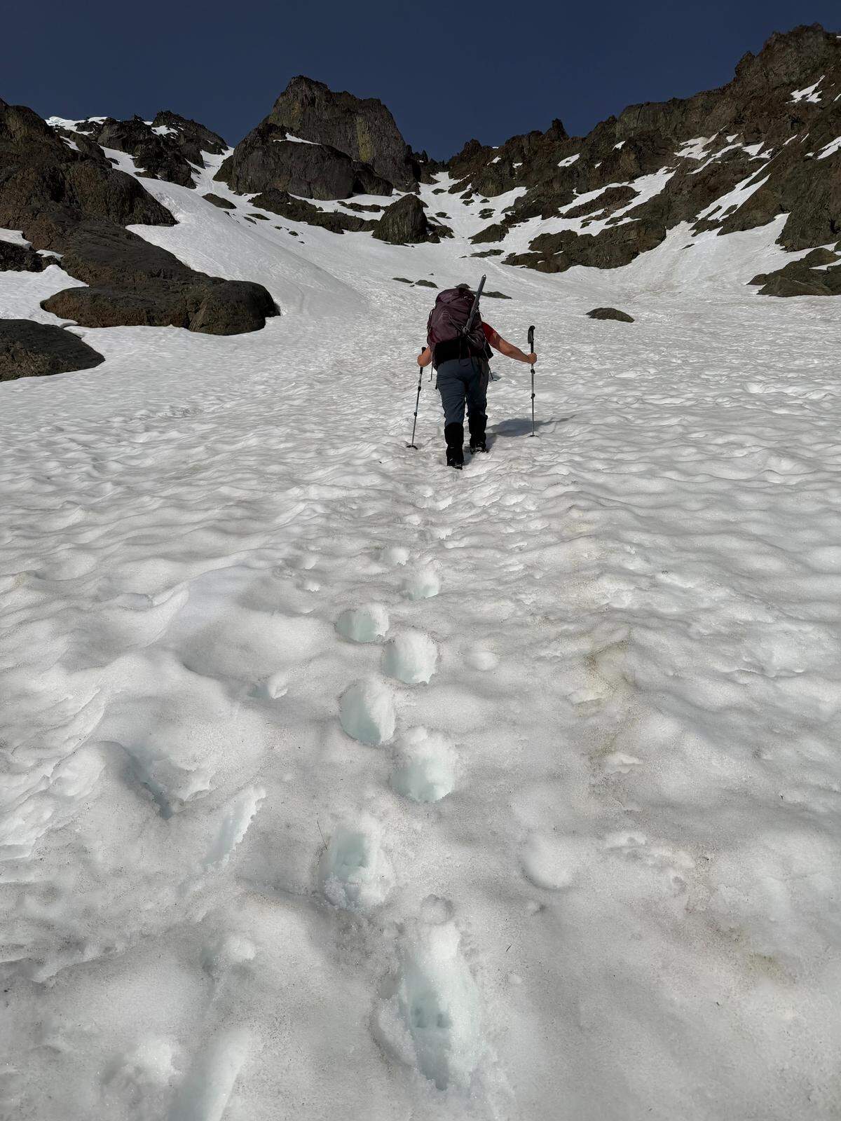 Andrea Ferrenberg ascending Mount Deception in Olympic National Park.