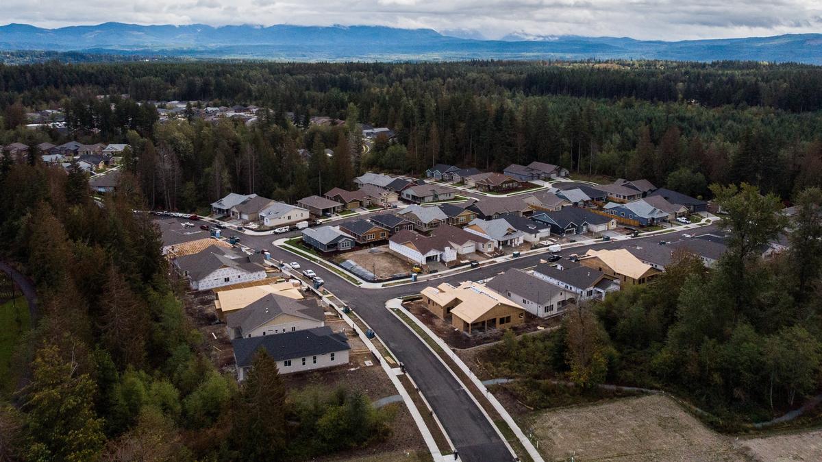 Houses and construction are seen in the Tehaleh development in East Pierce County on Sept. 22, 2018. 