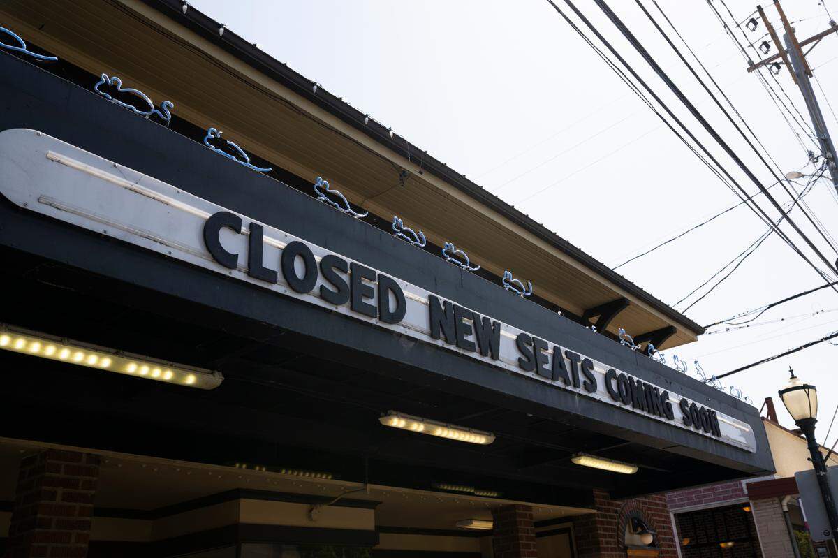 Seats are removed and renovations are made to the Blue Mouse Theatre to make it ADA-friendly and increase comfort, on Thursday, April 24, 2025, in Tacoma.
