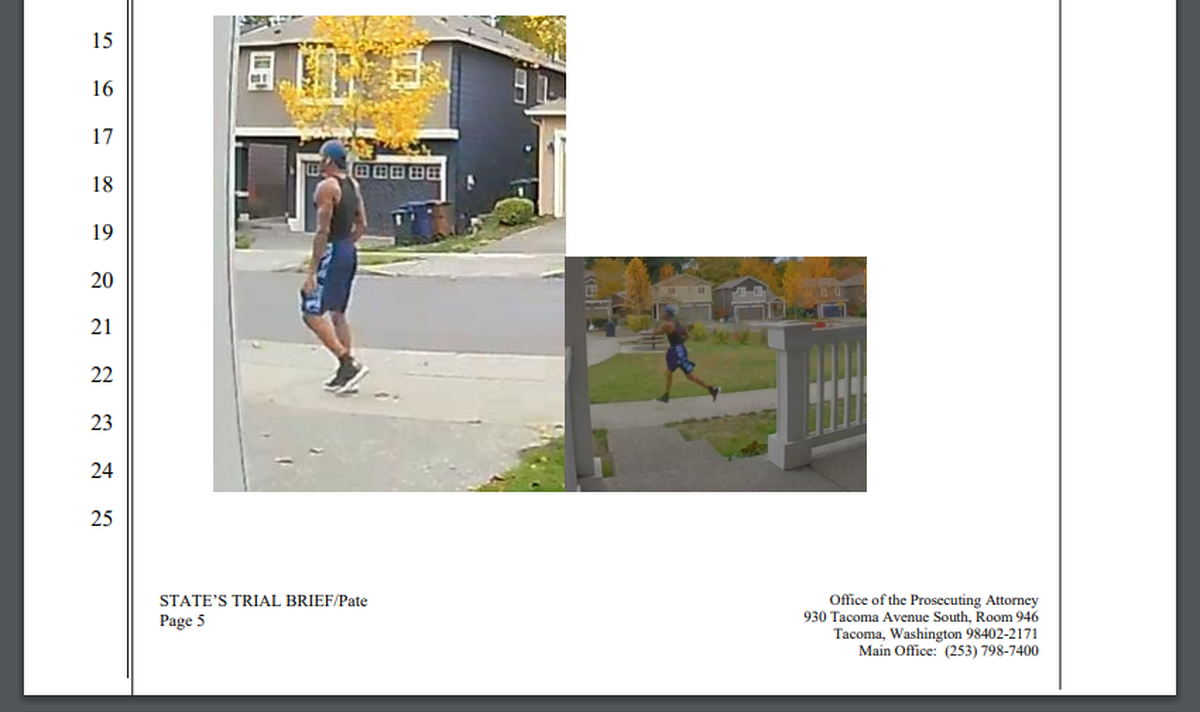 Surveillance cameras in Tacoma’s Salishan neighborhood allegedly captured Maleke Pate running or walking from the murder scene near the time of the shooting, according to prosecutor’s trial brief.