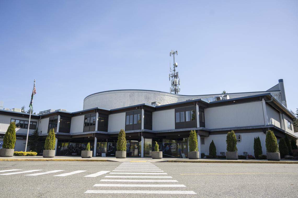 A building at the Washington State Criminal Justice Training Commission is pictured on Monday, March 30, 2026, at in Burien, Wash.