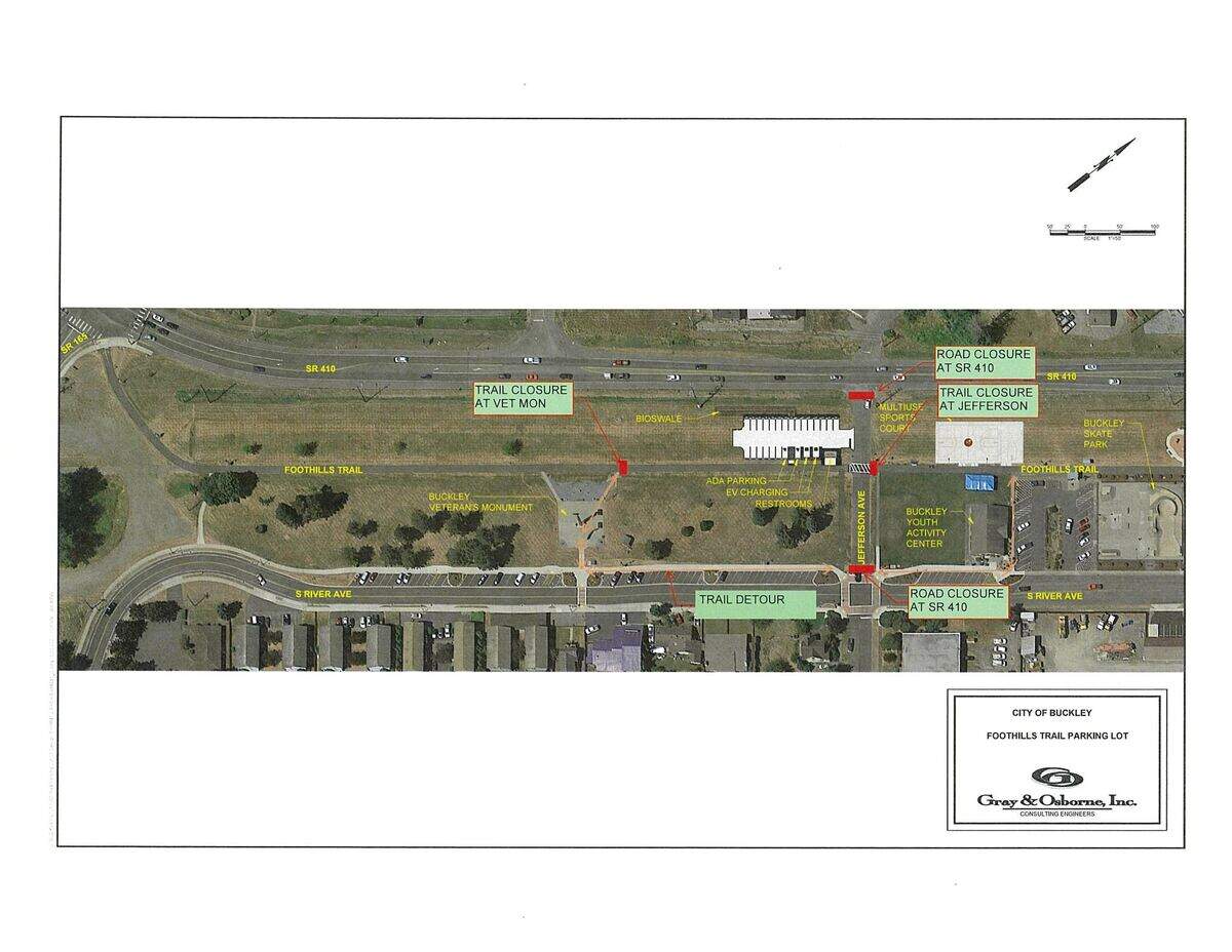The new parking lot near the Foothills Trail in Buckley will have accessible stalls, electric vehicle charging stalls and restrooms.