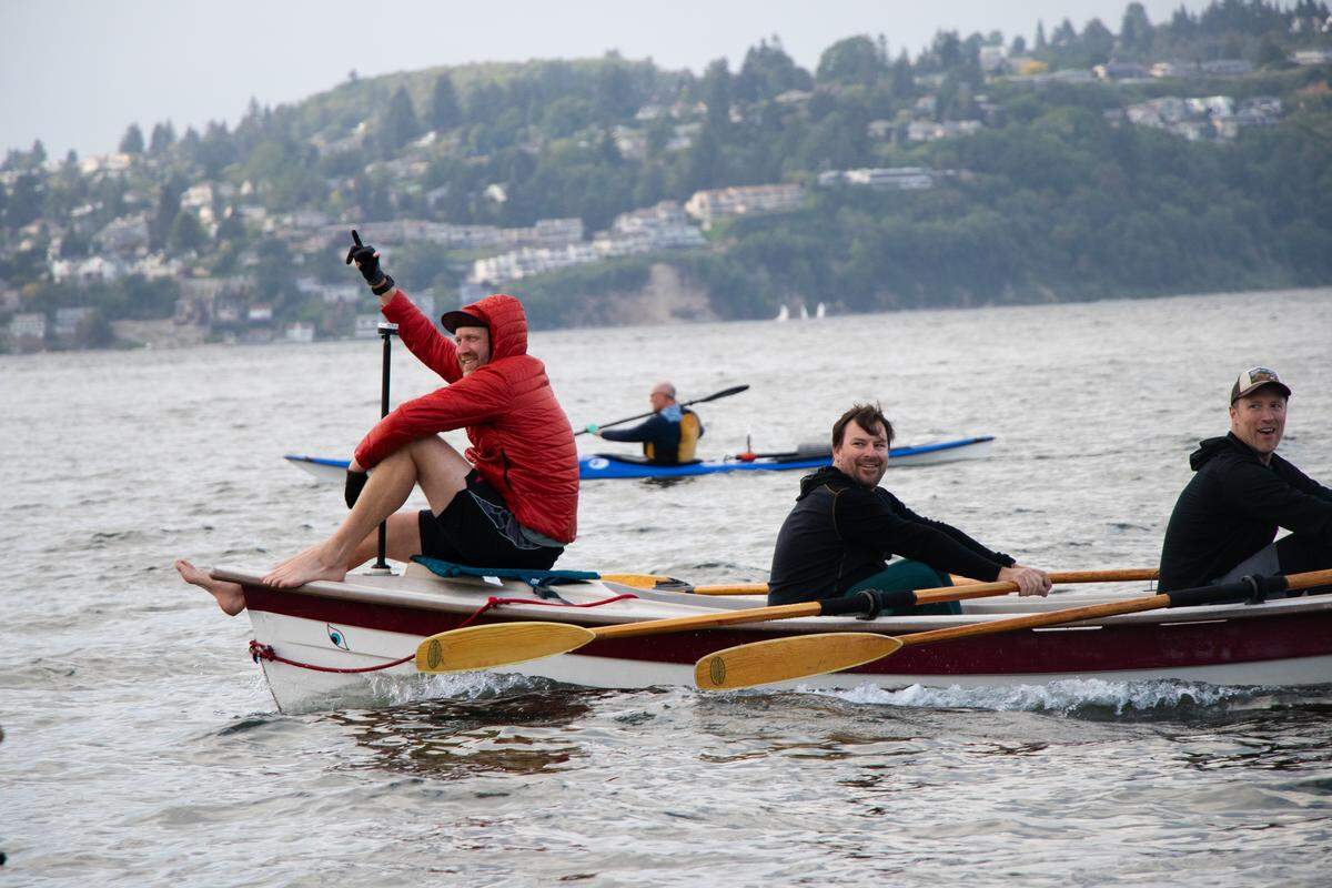 A rowing team makes their way across Puget Sound for the eighth annual Seventy48 race.
