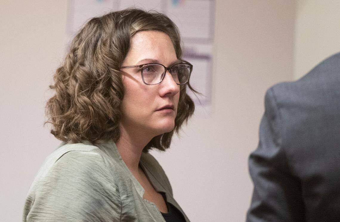 Melissa Marie Coots, 29, pleads guilty to attempted witness tampering at Pierce County Superior Court on Tuesday, June 11, 2024, in Tacoma, Wash. Her husband, David Coots, has an ongoing assault and rape case for allegedly forcing abortion pills into his pregnant girlfriend.