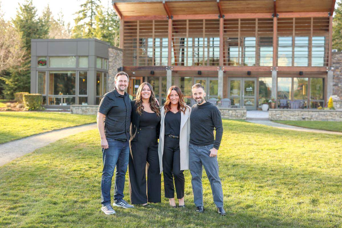 From left to right: Stu Faris (Post & Pour owner), Kendra Beers (Post & Pour manager), Melanie Clark (Post & Pour owner) and Wilbur “JC” Clark (Post & Pour owner).