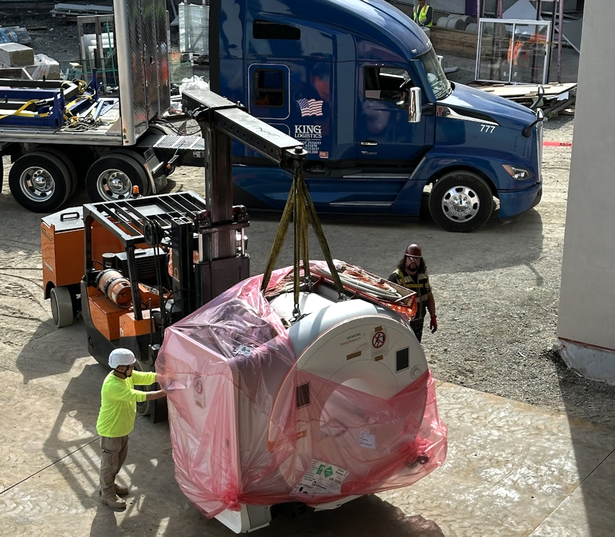 A new MRI unit, weighing 4.5 tons, was moved into the new MultiCare Mary Bridge Children’s Hospital over the weekend.
