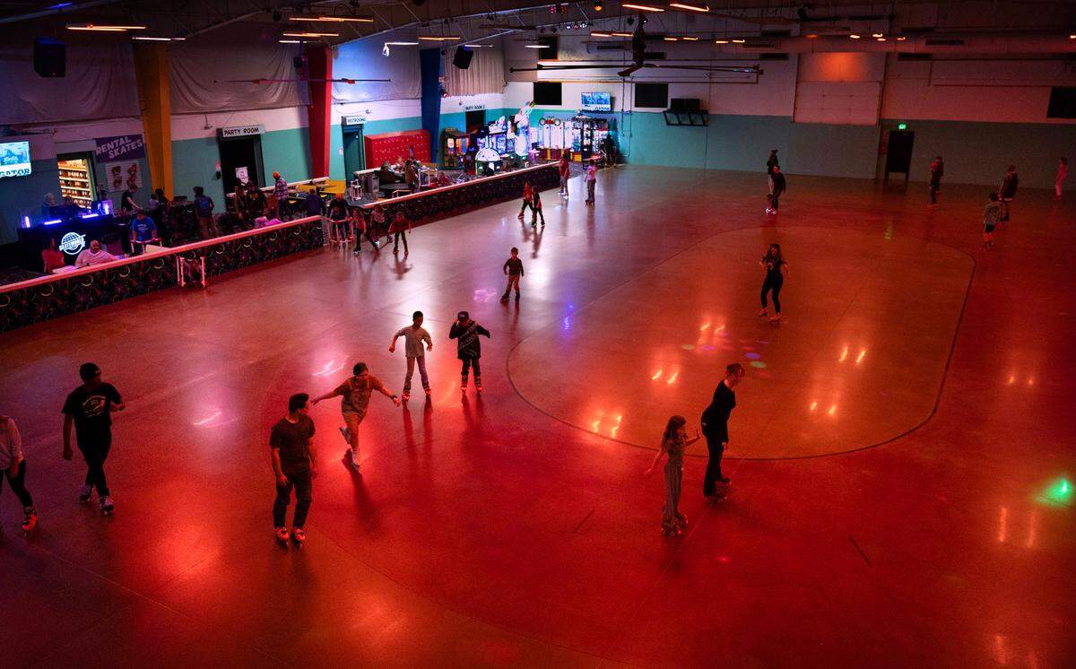 Skateworld Tacoma in Fircrest, Washington, on Friday, Jan. 19, 2024. The roller-skating venue announced it will be close forever at the end of March.
