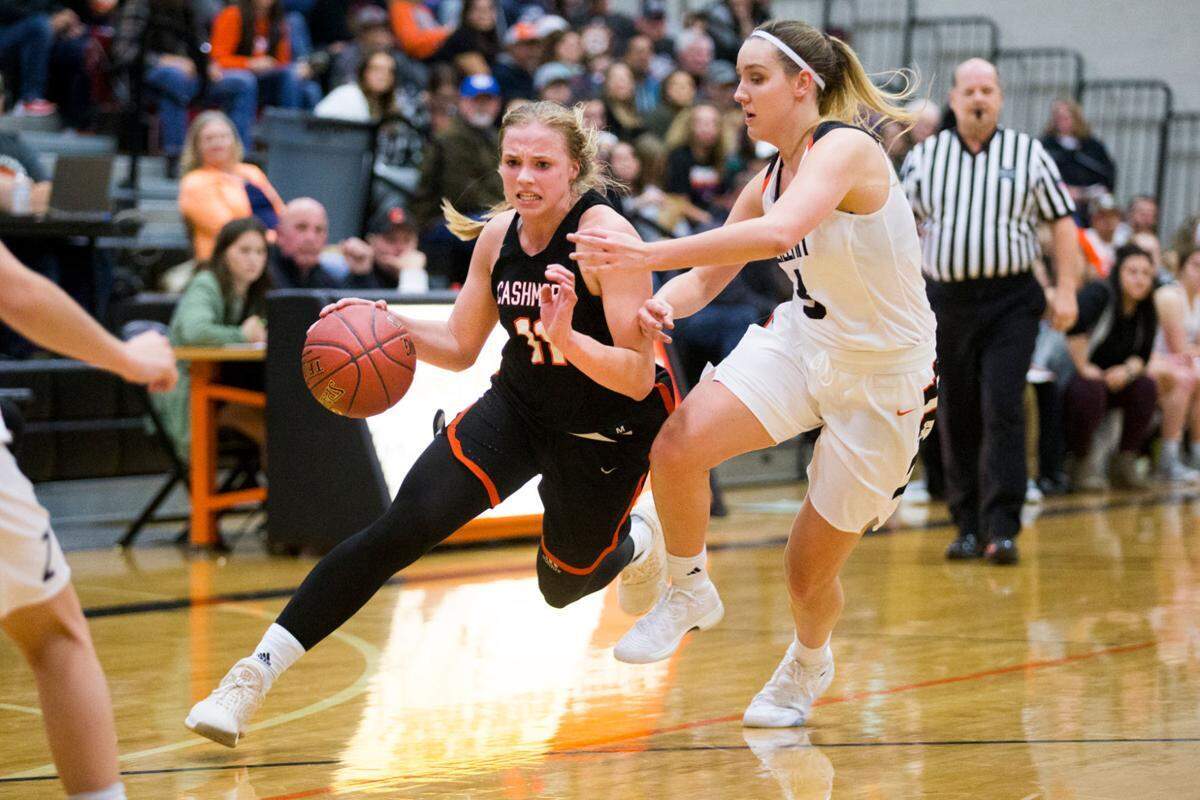 Cashmere High School’s Hailey Van Lith (11) drives to the basket in a nonleague game against Zillah on Friday, Dec. 8, 2017 in Zillah.