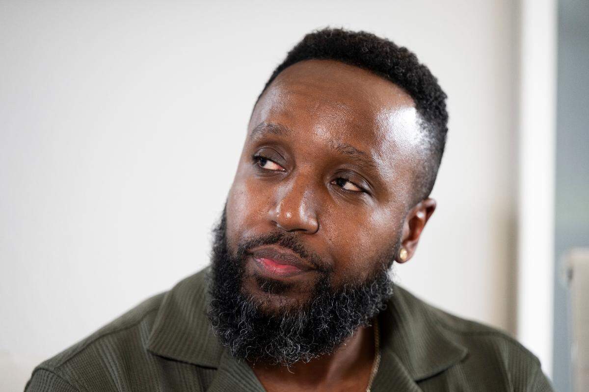 Matthew Ellis speaks during a press conference following the city of Tacoma settling for $6 million for the in-custody death of his brother Manny Ellis on Wednesday, July 2, 2025, in Des Moines, Washington.