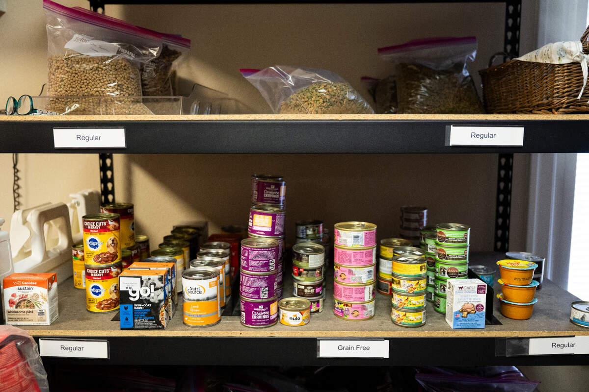 Soft and canned foods are organized at Puget Sound Pet Food Bank, on Wednesday, Dec. 11, 2024, in Tacoma.