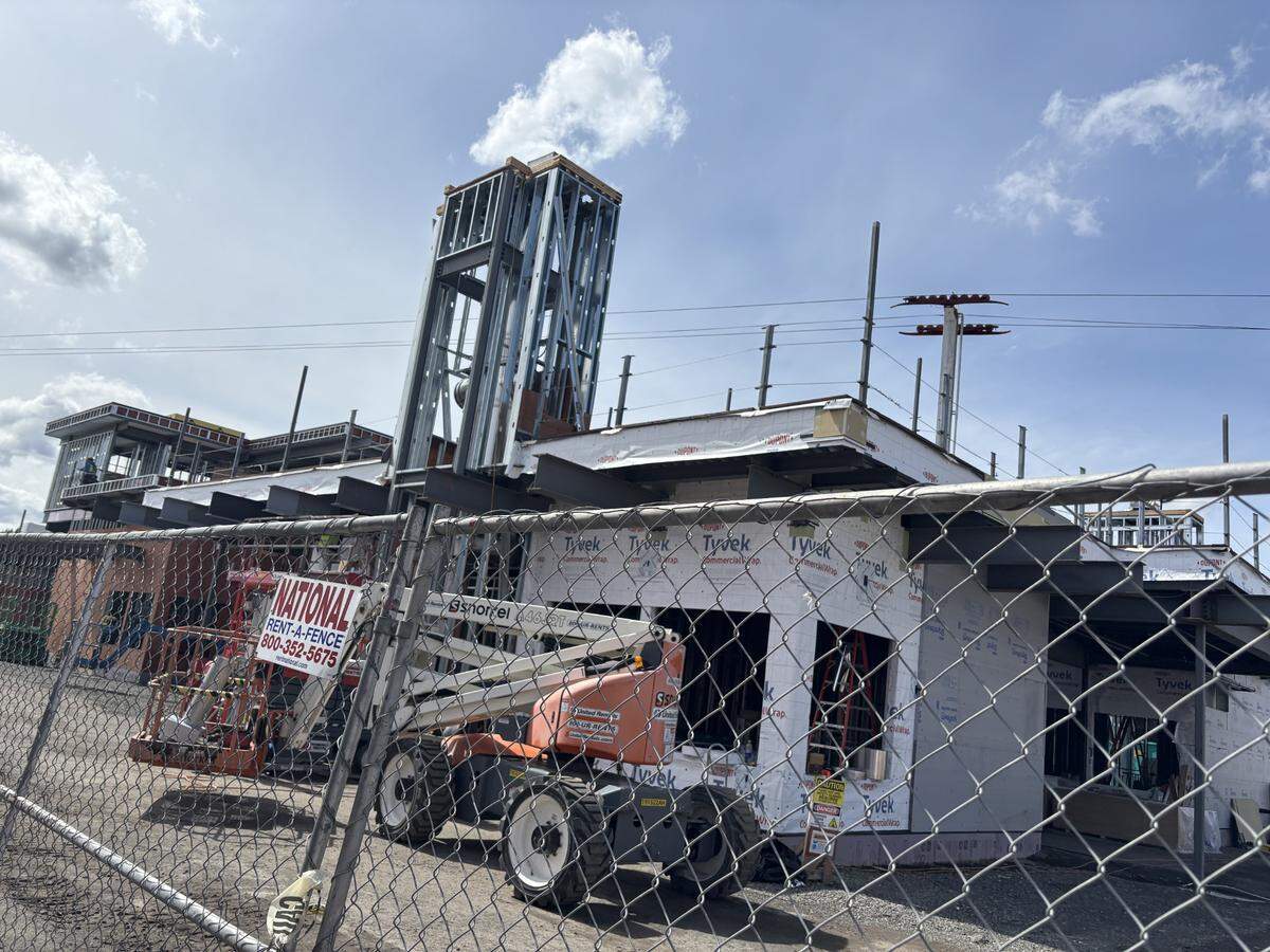 Construction is still underway for the 1900 Food Hall and Rooftop Bar, which is set to make its debut at the Washington State Fair on Aug. 29, 2025.