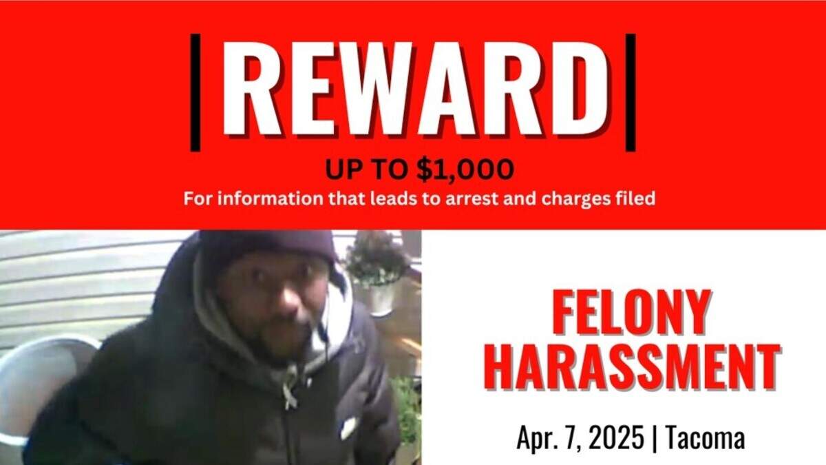 Crime Stoppers is offering a reward for information identifying a suspect who made threats outside a Washington State Patrol trooper’s home.