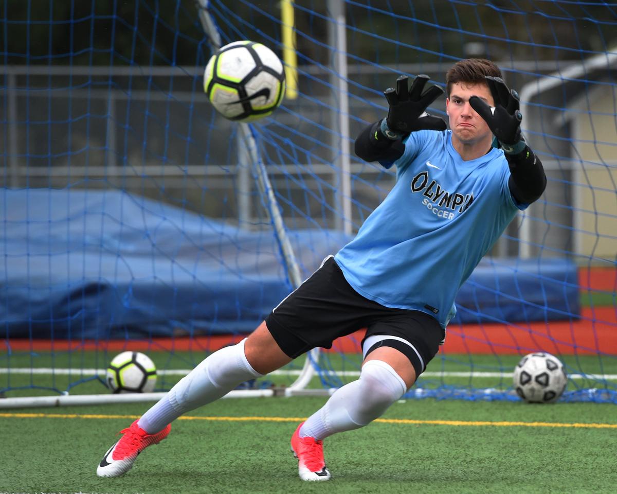Olympia High School’s senior goalie Sawyer Price is one of the area’s top returners.photo taken @  their April 15th practice