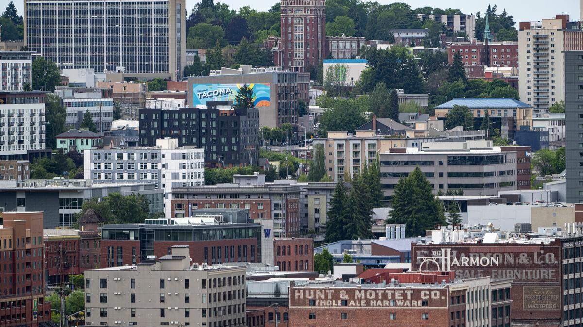 The view of Tacoma from the Harold G. Moss Bridge on Thursday, June 13, 2024, in Tacoma, Wash.