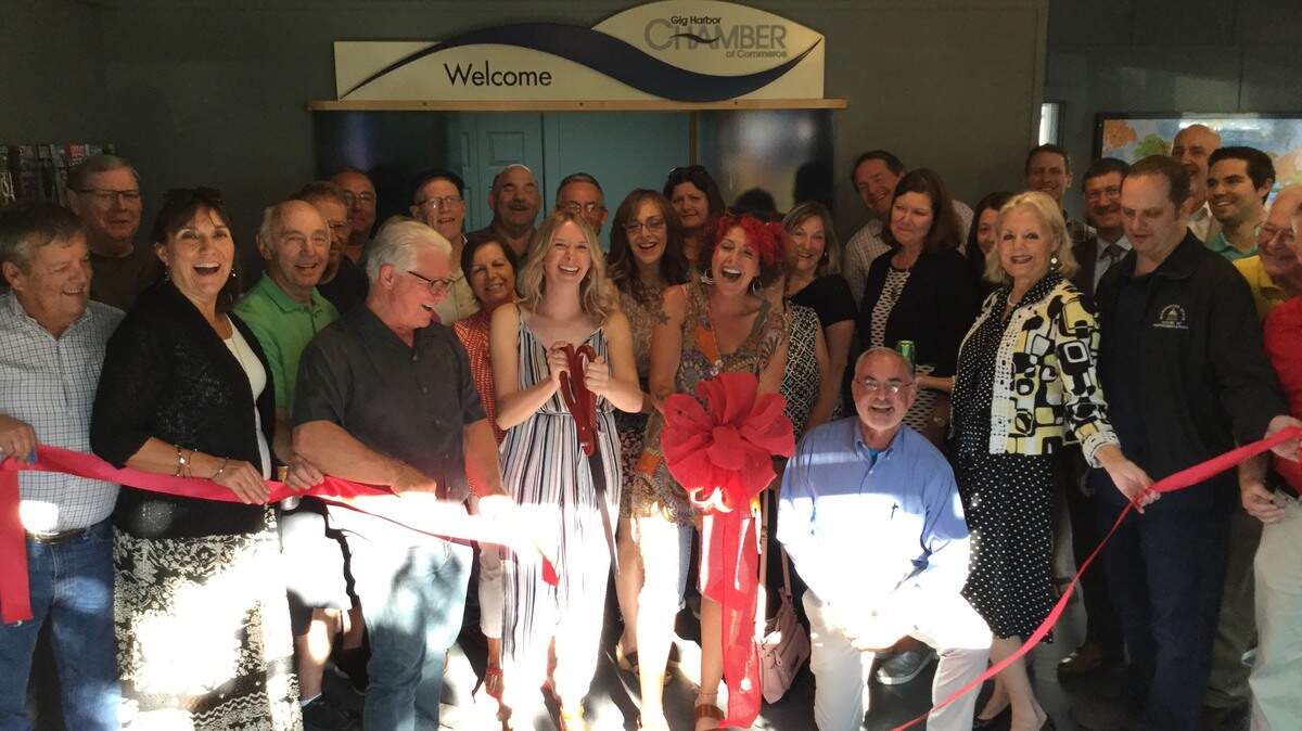 Gig Harbor Chamber of Commerce Members and Gig Harbor Rotarians cut the ribbon at the newly renovated Gig Harbor Chamber of Commerce building on Sept. 5. The renovations were supported by the Rotary Club of Gig Harbor and local designer Brett Marlo.