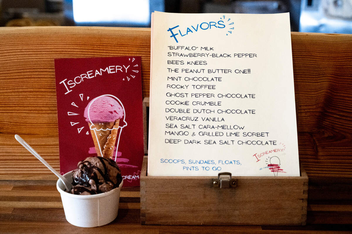 Iscreamery’s ice cream flavors are on display at the ice cream shop in Gig Harbor, Wash. on Saturday, June 4, 2022.