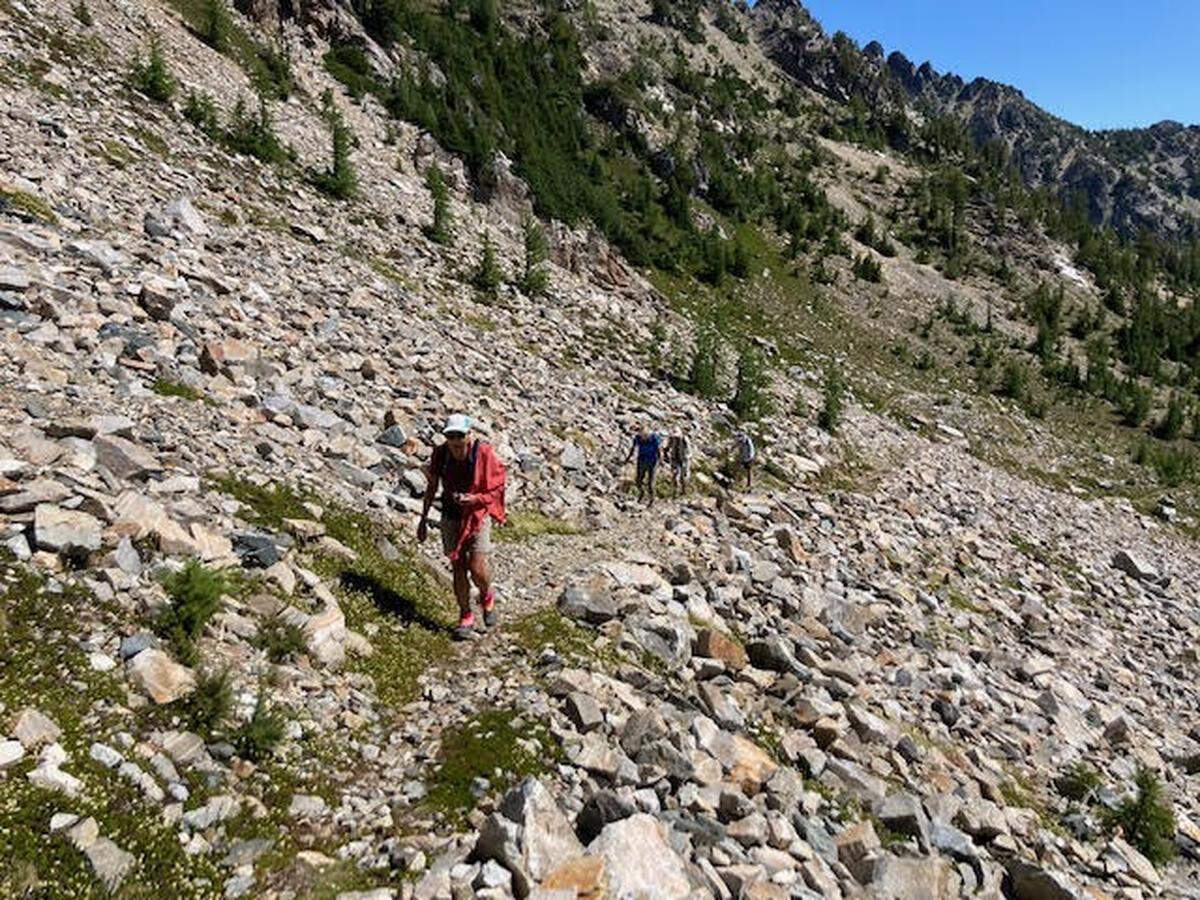 A group of men and women from across the state just returned from a seven-day backpacking trip in the Cascades. Dave Pine from Gig Harbor was one of the oldest.