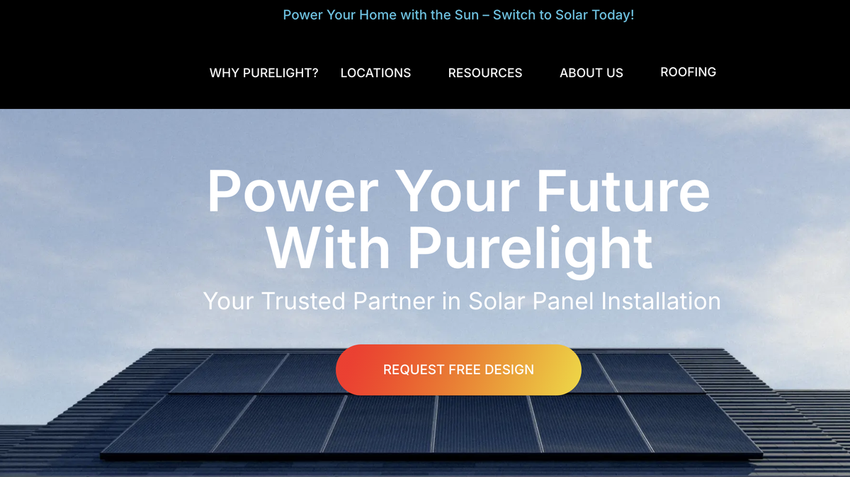 A screenshot Friday, Nov. 14, 2025, of Purelight Power’s website. The solar installation firm is ending operations in Washington state, according to a recent WARN filing.