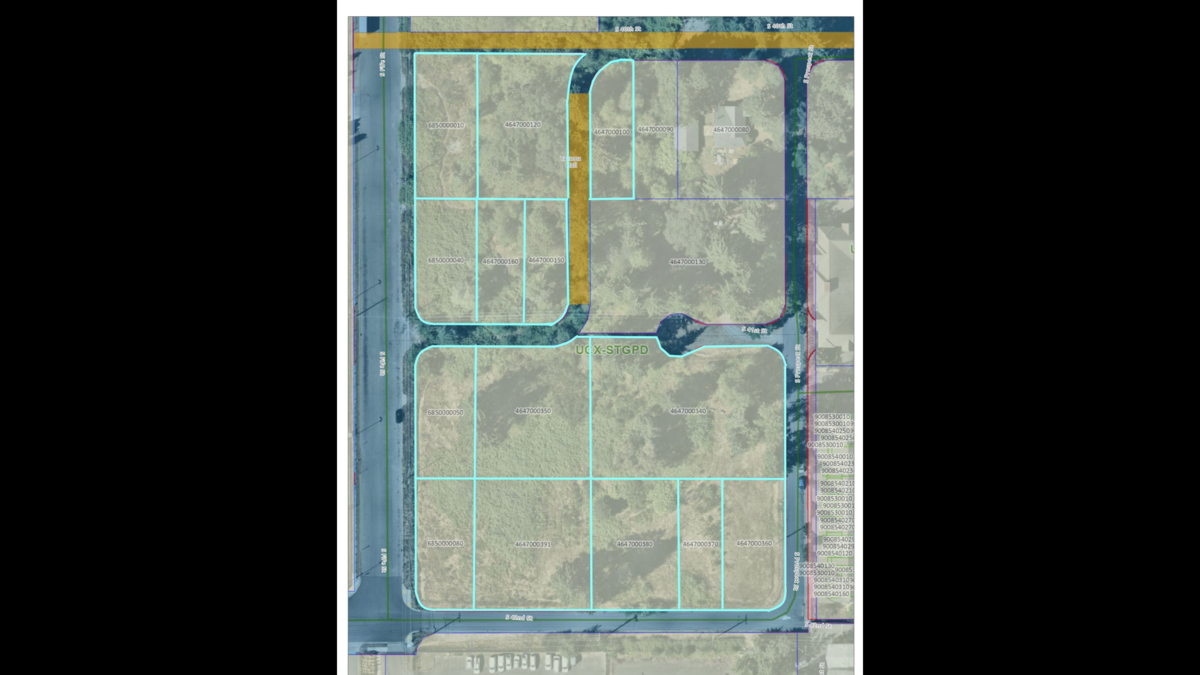 The parcels outlined in teal were part of a recent zoning verification letter request as to what zoning rules applied. The parcels were part of a collection of properties sold to developers this month.