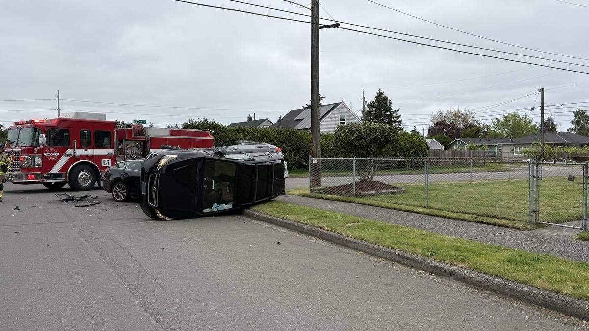 A two-car crash at South 70th Street and South Fife Street that occurred at about 8:46 a.m. on Tuesday, May 5 in Tacoma, Wash. Police are investigating the cause of the crash.