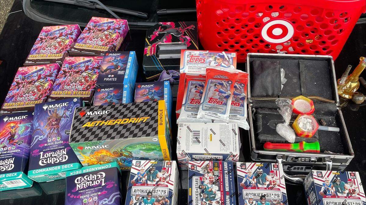 A photo of the trading cards that were stolen from the South Hill Mall Target on Feb. 5, 2026. The value of these cards adds up to over $1,000.