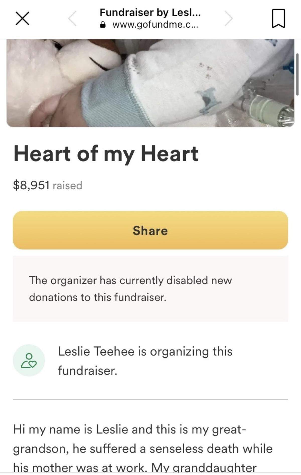 Leslie Teehee and Taryn Major set up the GoFundMe on Feb. 23, 2023, which raised close to $9,000.