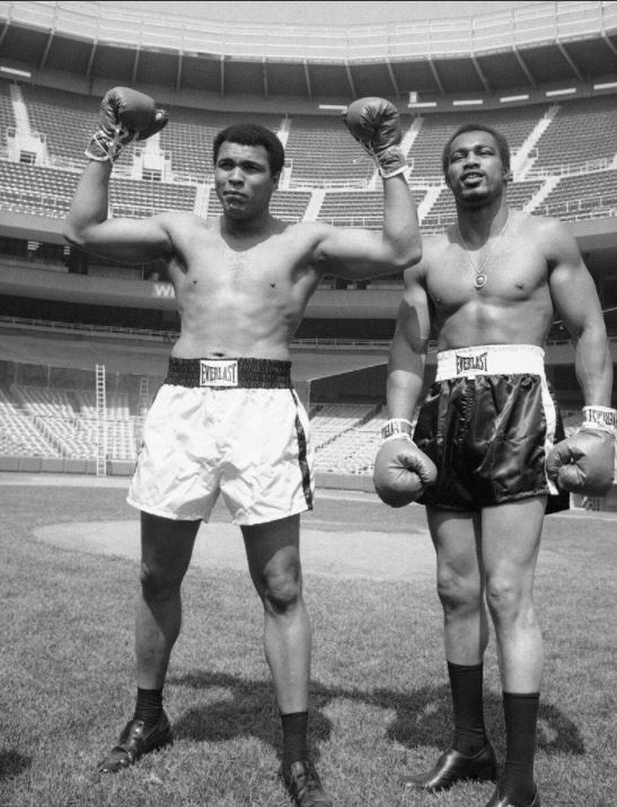 Muhammad Ali and Ken Norton before their thrd fight, in New York’s Yankee Stadium in September 1976.