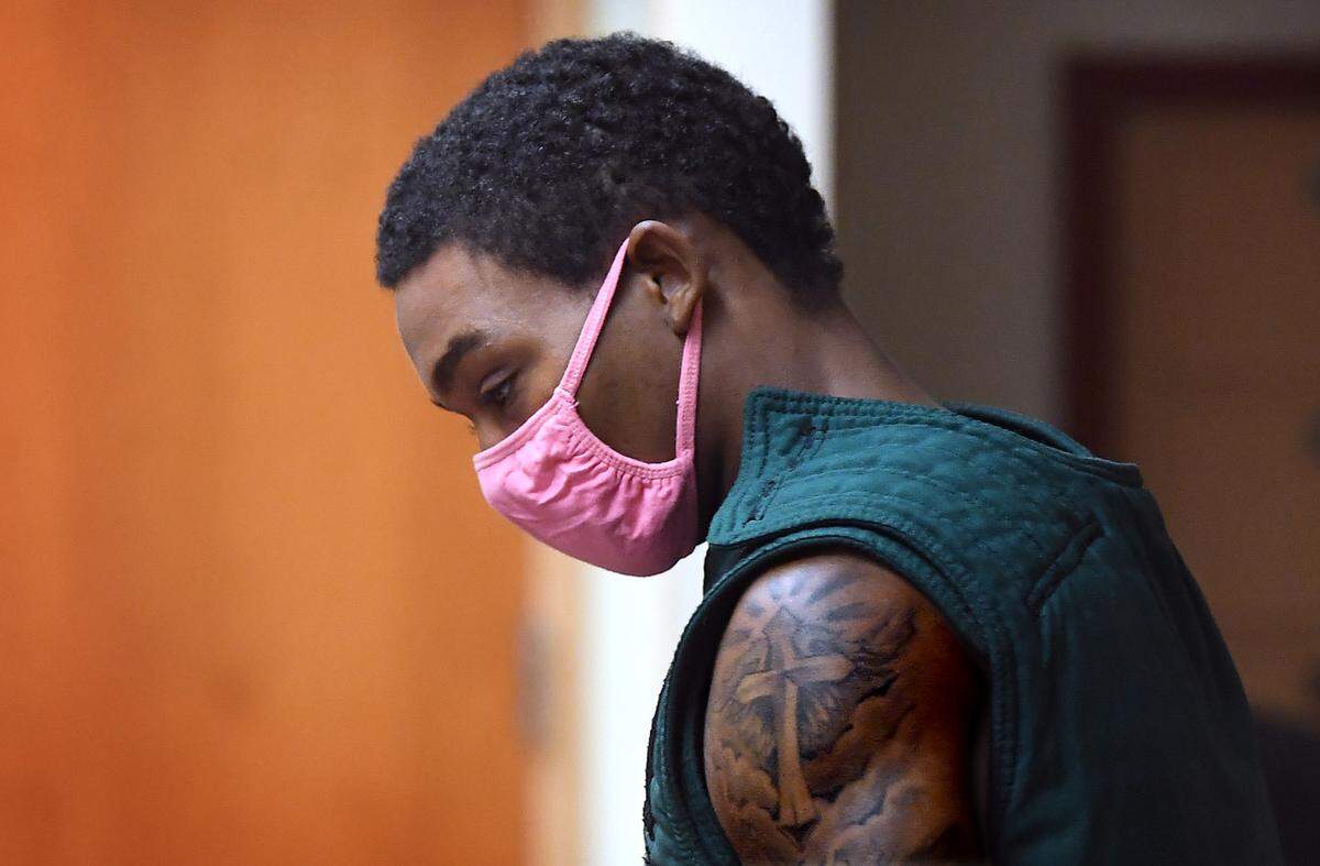 Maleke Pate appears in Pierce County Superior Court in Tacoma, Washington on Tuesday, Aug. 2, 2022.