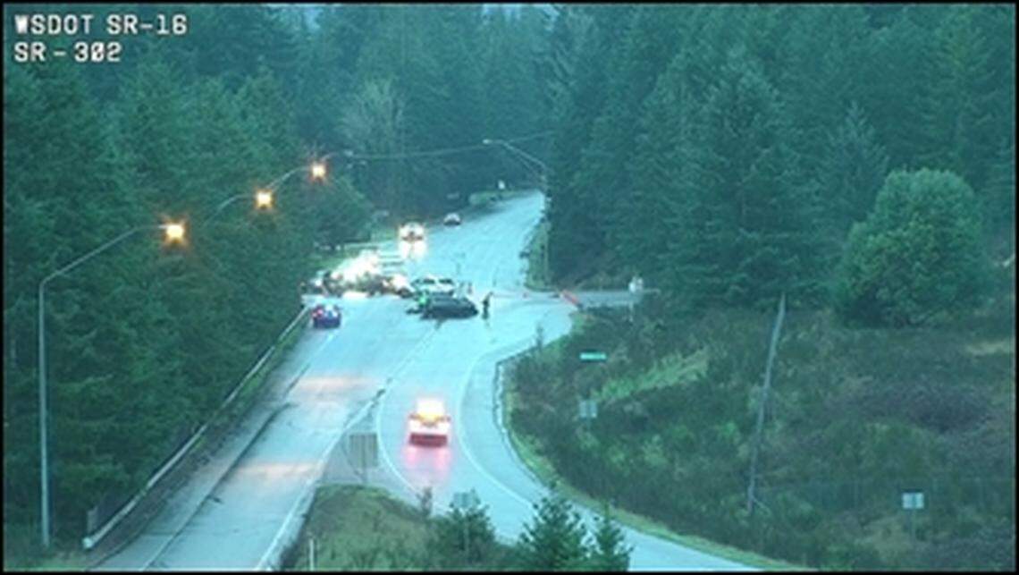 A three-car collision near the State Route 16 exit to State Route 302 killed one person and sent two to the hospital.